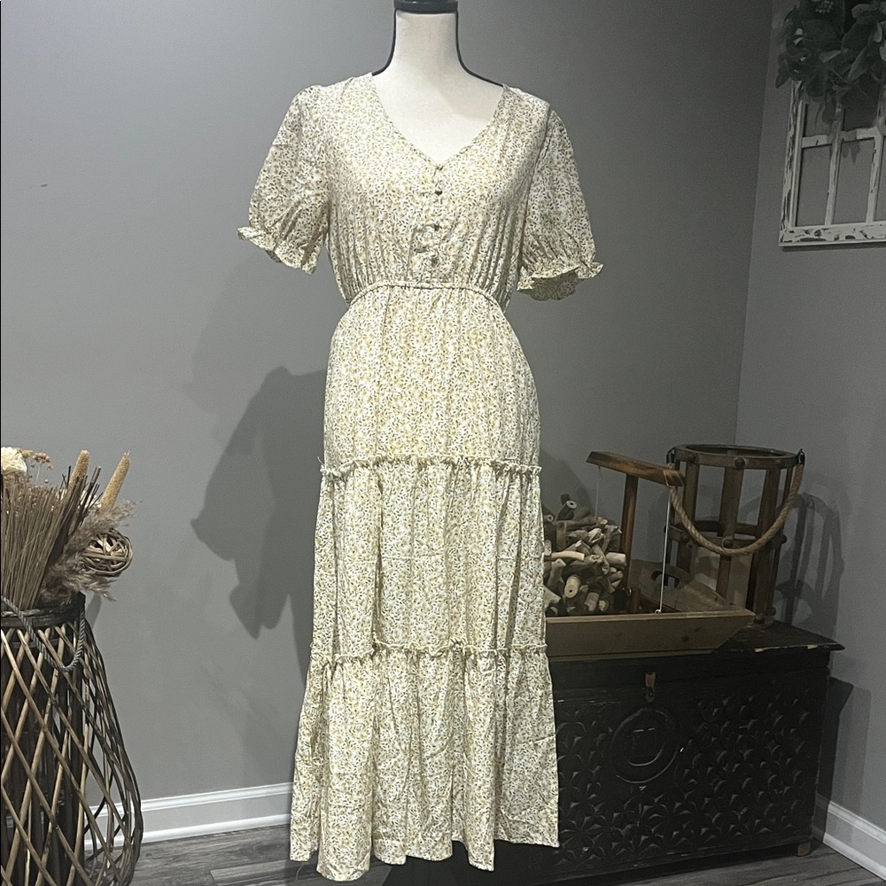 Hayden Cream Floral Midi Dress